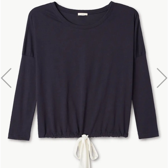 Eberjey heather cotton blend slouchy top in navy size s - Picture 3 of 4